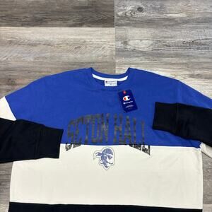 NWT‎ Champion Seton Hall Pirates Striped Mens 2XL Crewneck Pullover Sweatshirt